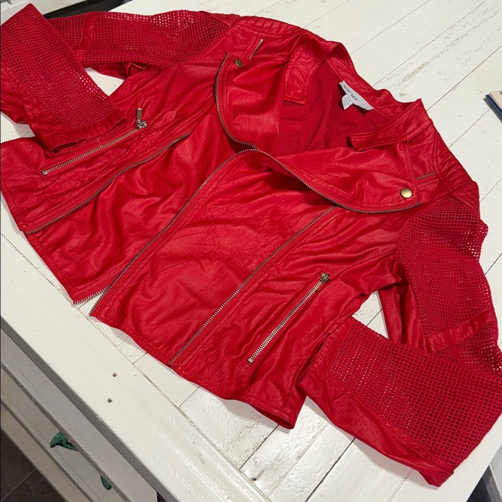 Vintage RED  80s LANALEE size medium Michael Jackson vibes mesh arm jacket